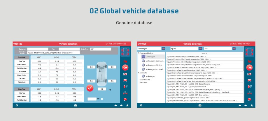 Car wheel aligner machine database 