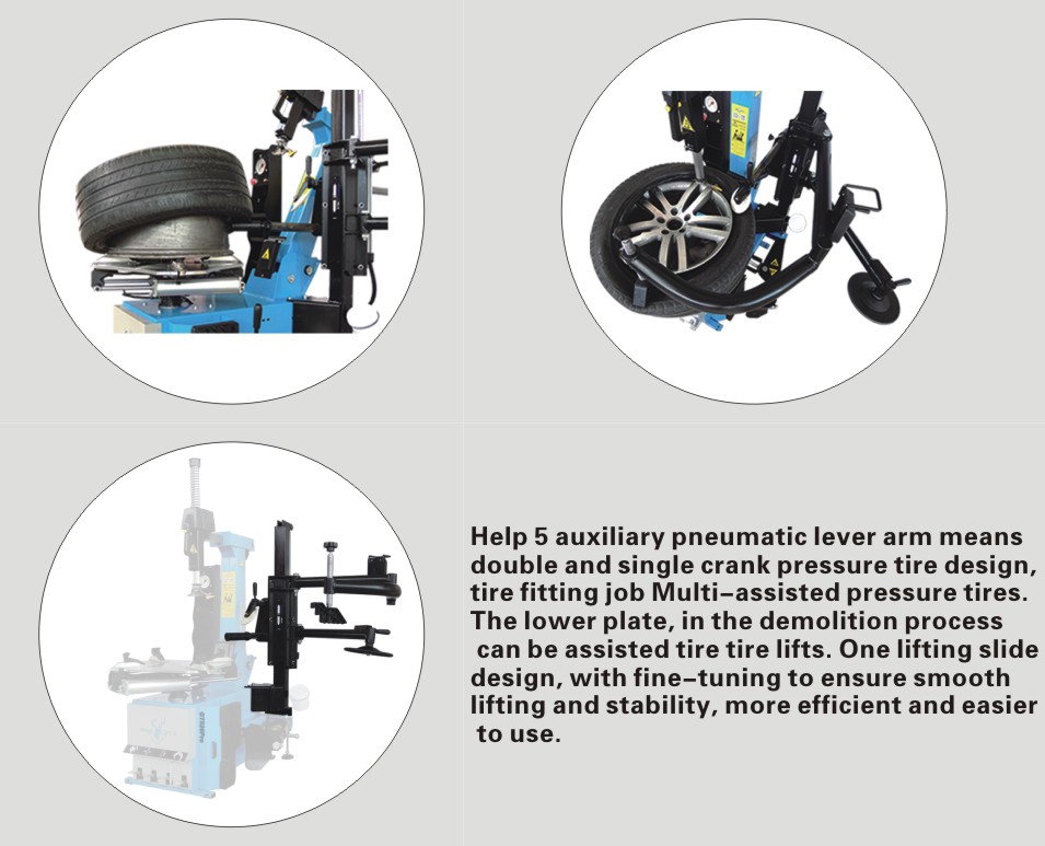 Car tire changer with arm