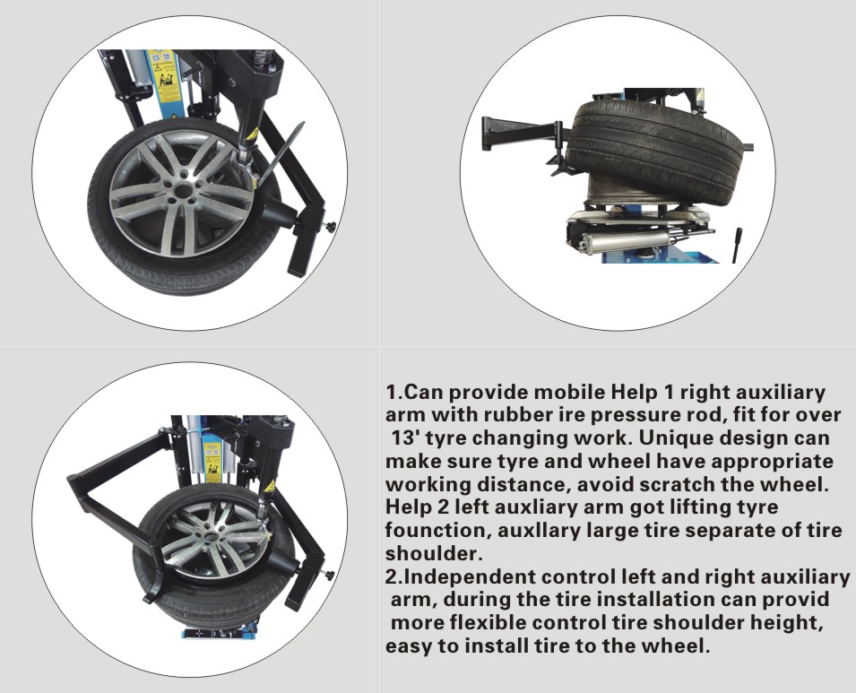 Car tyre changer with arm